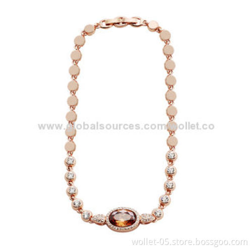Hot Selling Fashion Women's Crystal Necklace Made of 316L Stainless Steel With CZ Stone